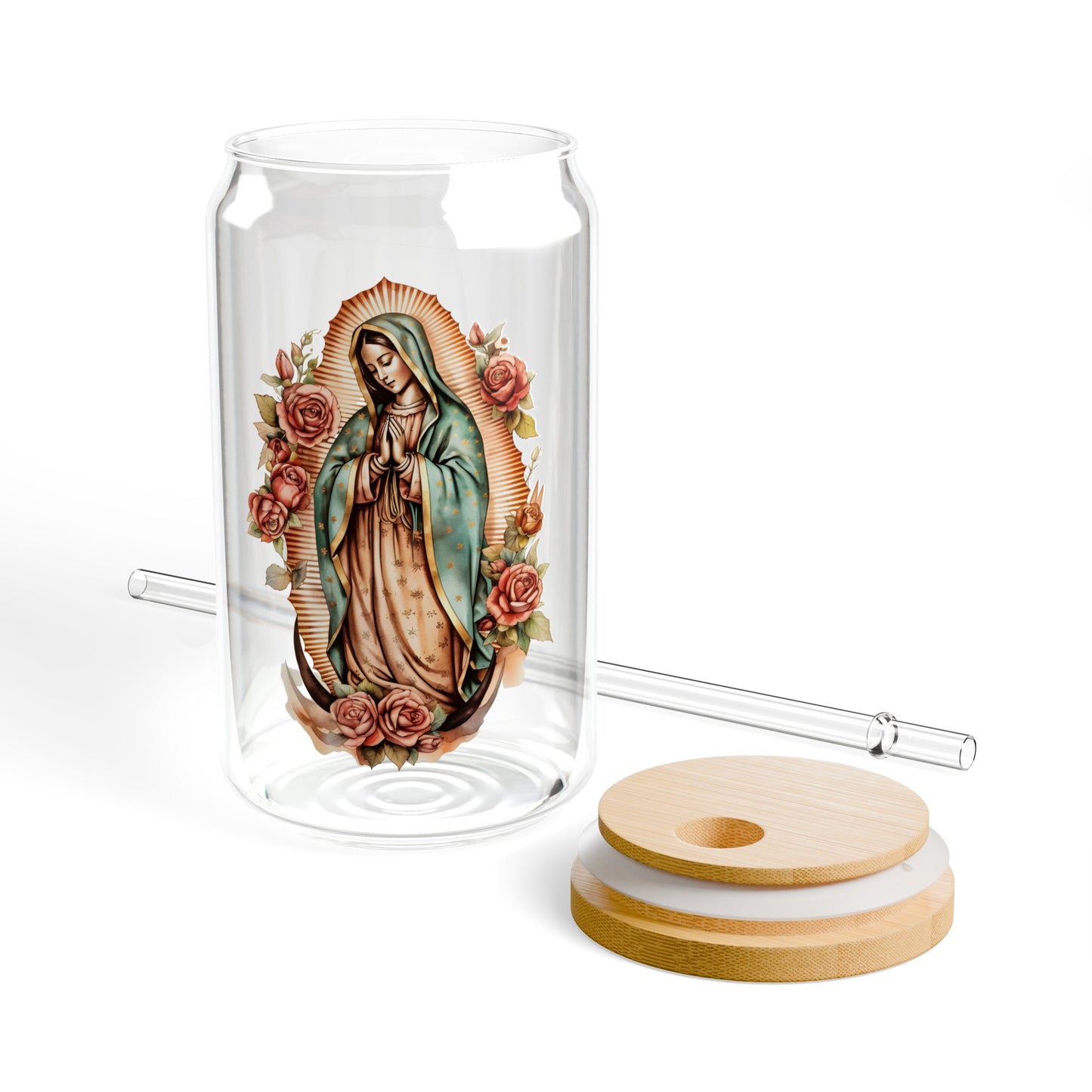 Virgin Mary Glass Can